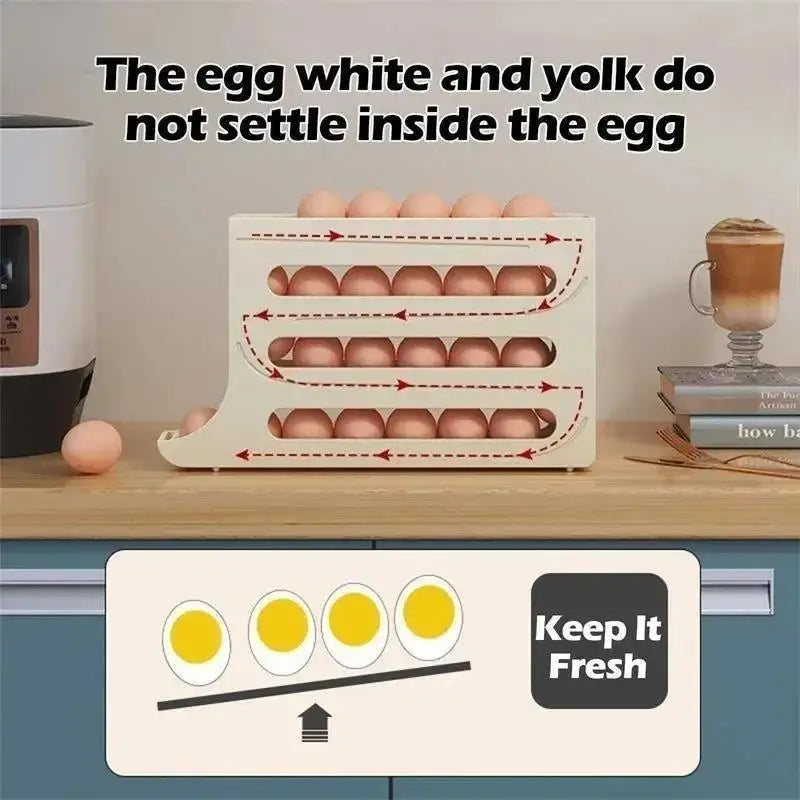 Refrigerator Eggs Storage Box Rolling Kitchen Container Rack Home