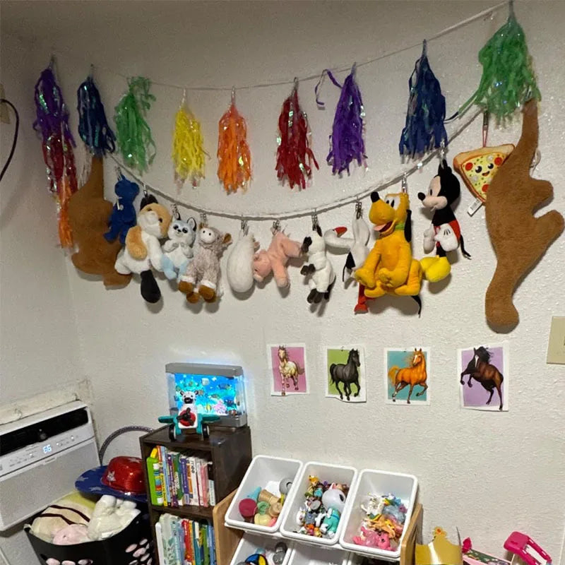 Handwoven Rope Plush Toy Net Storage Wall Pocket Decorative Doll Photo Organizer for Home Decor Kids Room Wall Mounted Storage Peaceful Pleasures Health and Wellness