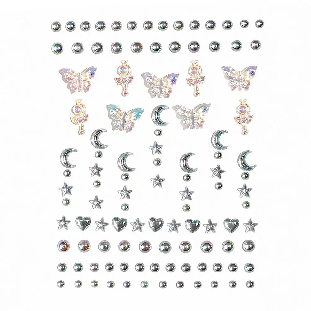 Butterfly Face Gems – 128pc Self-Adhesive Crystal Rhinestone Stickers