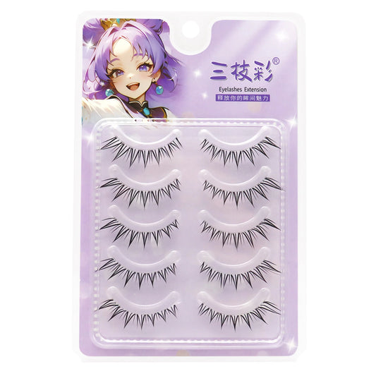 5pair Foxes False Eyelashes Full Strip Clear Thin Band Design Dense Natural Eyelash Extension For Daily Makeup Party Photography Peaceful Pleasures Health and Wellness style1