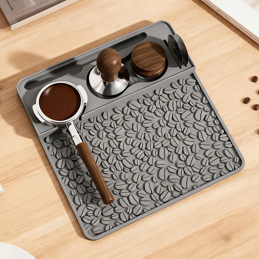 Espresso Tamping Mat, Compatible with Portafilters, Professional Silicone Barista Station with Tool Slots, Heat Resistant Mat Peaceful Pleasures Health and Wellness