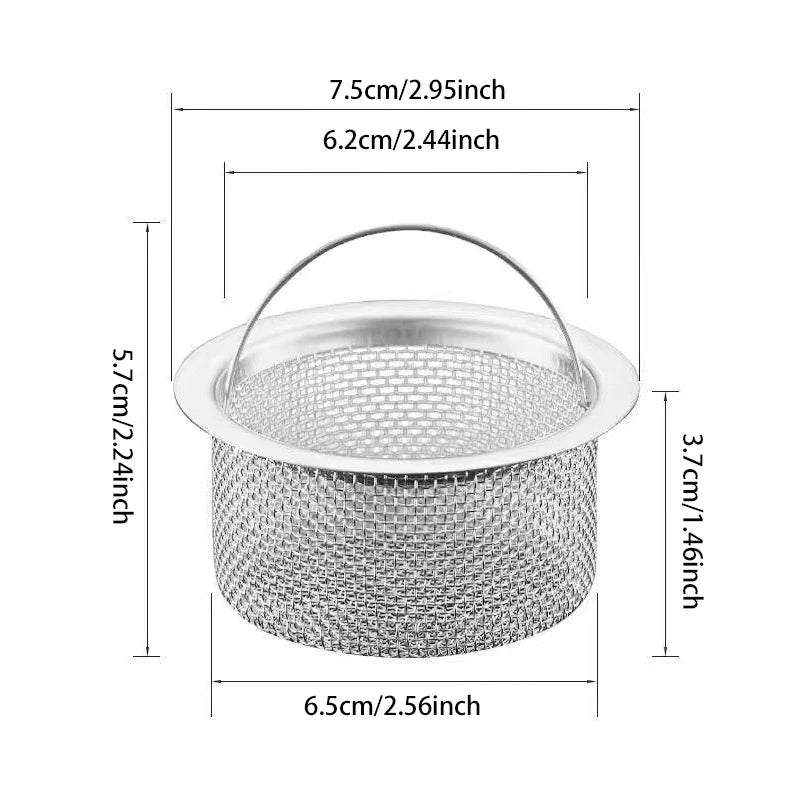 Stainless Steel Sink Strainer with Handle Rustproof Mesh Drain Basket for Kitchen Bathroom Vegetable Fruit Colander Filter Peaceful Pleasures Health and Wellness