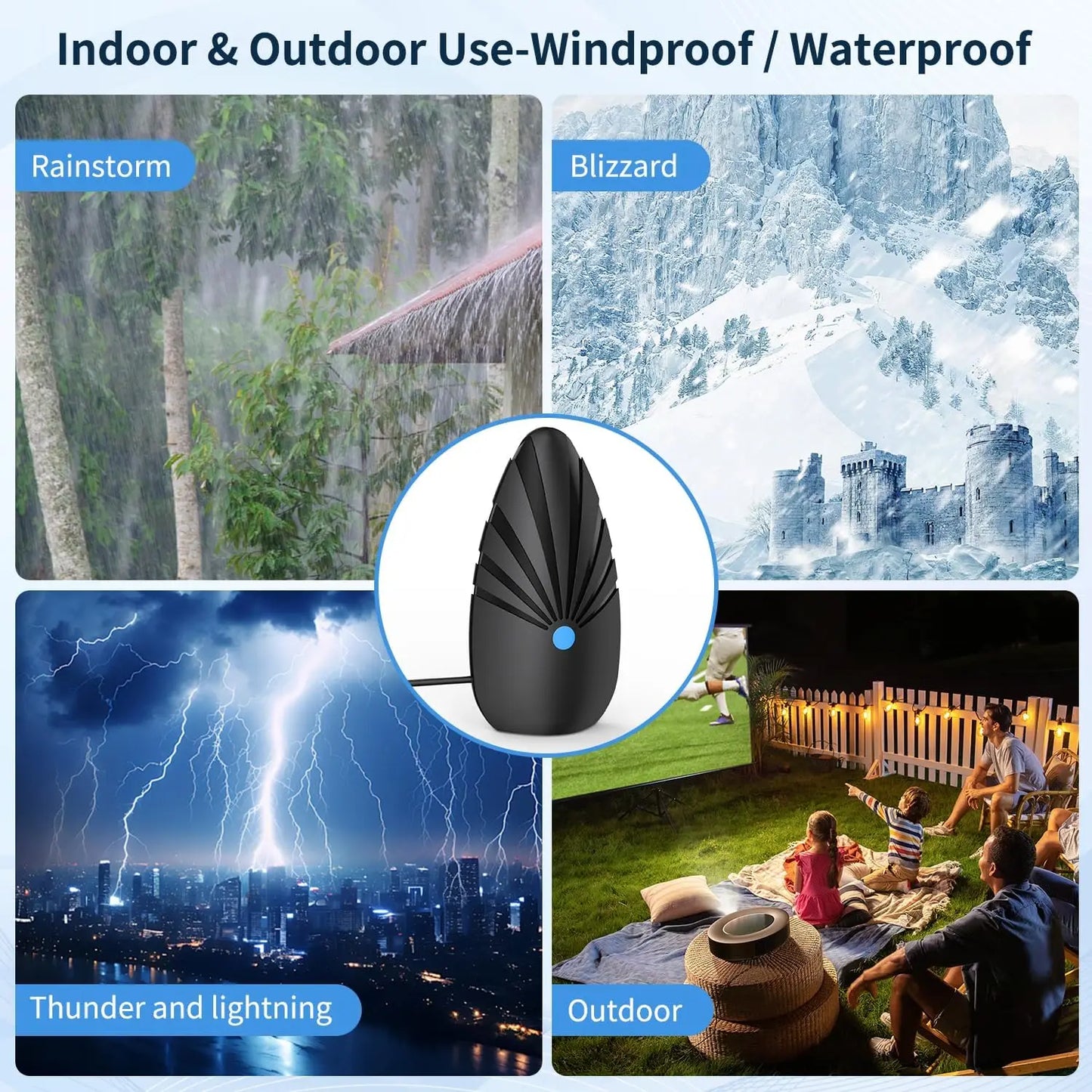 VIBAO Digital TV Antenna 4K 1080p HD | 360° 35ft Cable
