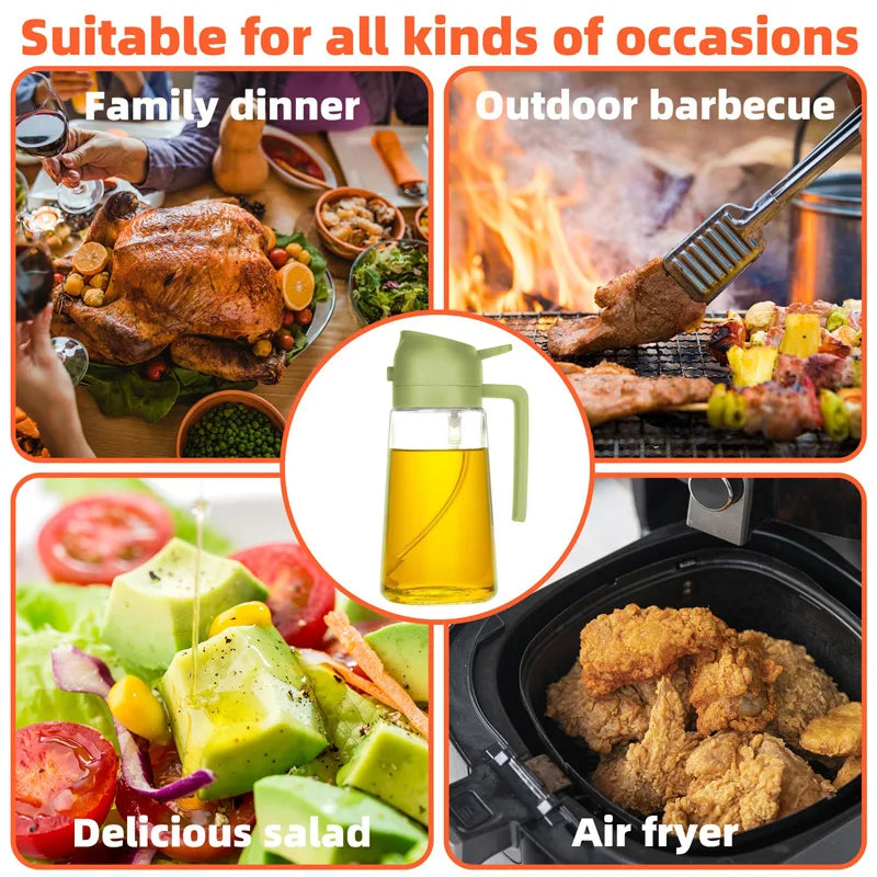 2-in-1 Oil Spray Bottle & Dispenser | 500ml Kitchen Sprayer