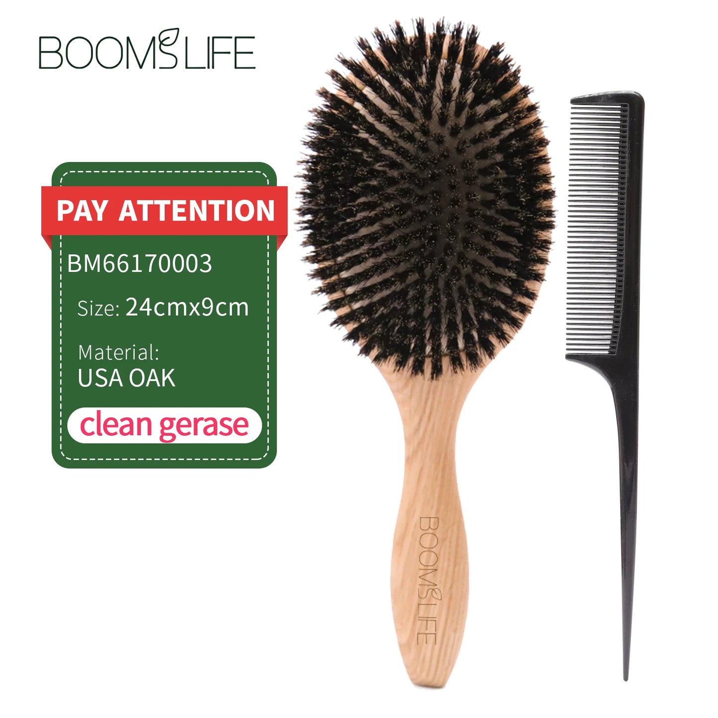 BOOMSLIFE Boar Bristle Hair Brush Women Combs for Hair Wood HairBrush Detangle Straightener Brush Hair Comb Barber Accessories Peaceful Pleasures Health and Wellness 2pcs big set