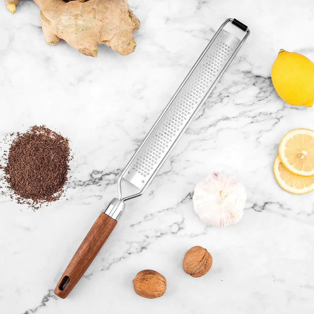 Premium Wooden Handle Zester and Grater, Efficient and Easy to Use, Ideal Kitchen Tool, Perfect for Chefs and Home Cooks Alike Peaceful Pleasures Health and Wellness Fine
