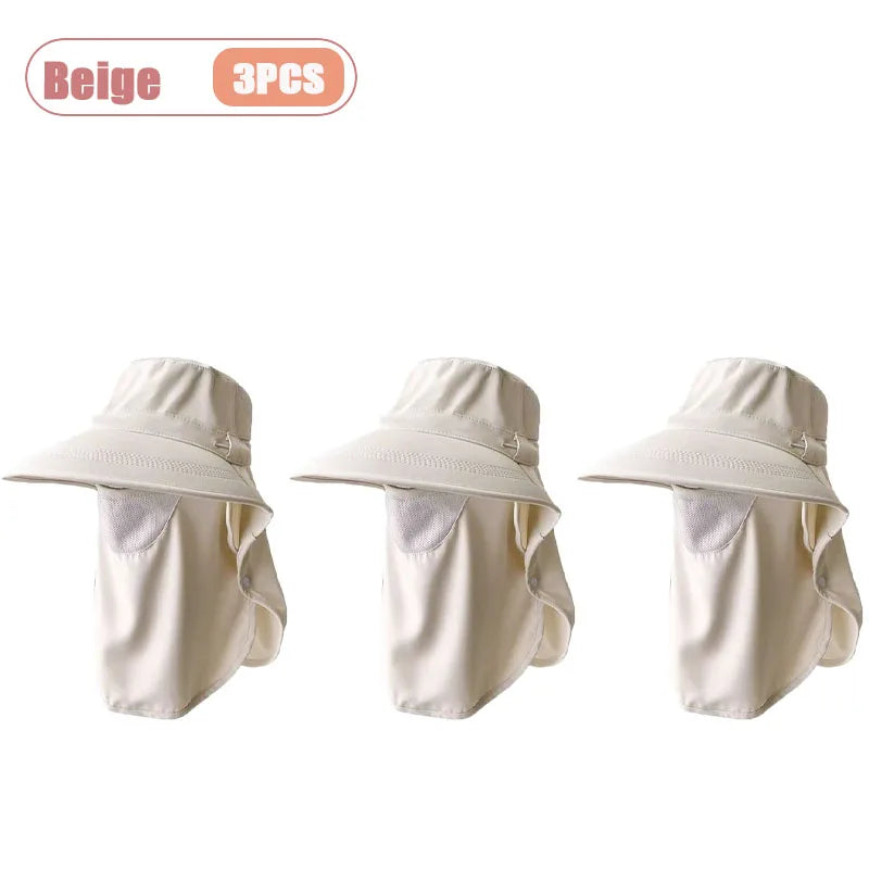 Women's Wide Brim Sun Hat – UV Face Cover & Neck Flap