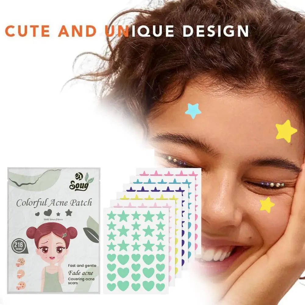216-Pack Colorful Invisible Pimple Patches – Acne Spot Stickers