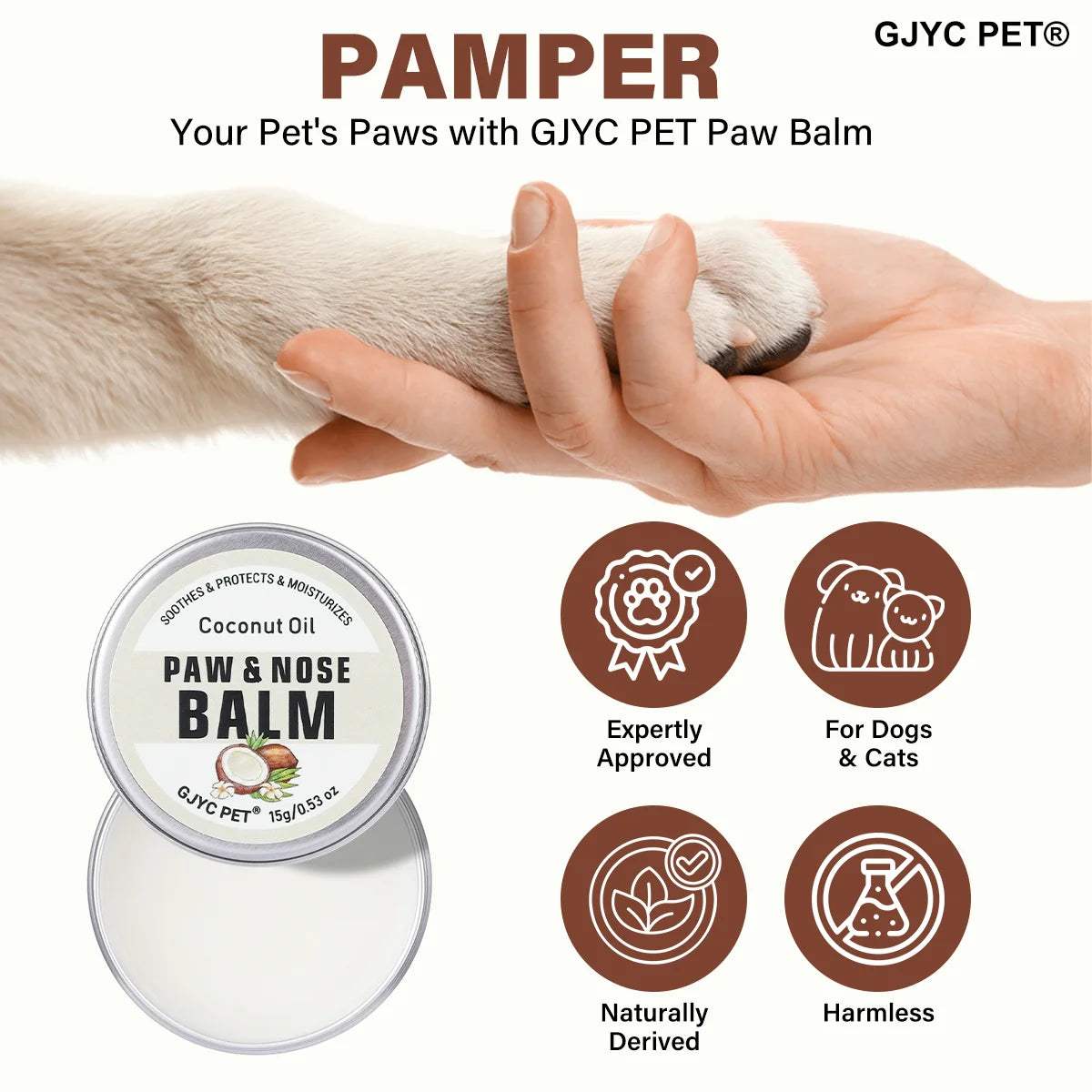 Coconut Scent Dog Nose And Paw Balm | Natural Pet Paw Cream For Cats Dogs | Paw Protector Moisturizer Cracked Feet Repair Peaceful Pleasures Health and Wellness