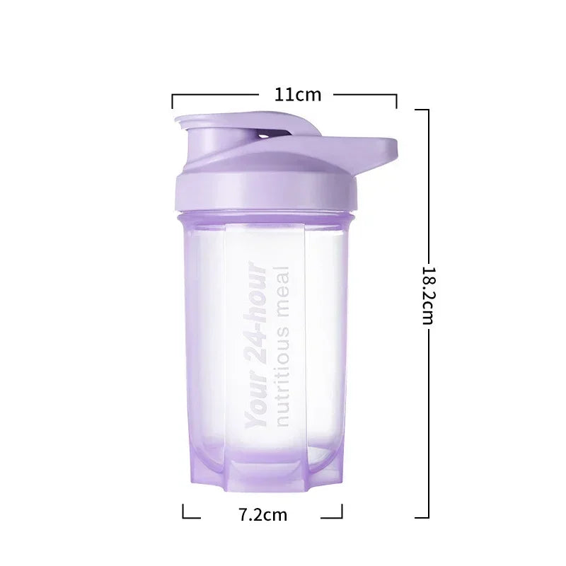 Portable Shaker Cup for Men and Women Protein Powder Replacement Milkshake Mixing Cup Fitness Sports Water Cup Scale Bottle Peaceful Pleasures Health and Wellness Purple
