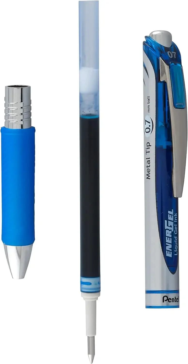 Premium 0.7mm Metal Tip Gel Pens, Fast-Drying Blue Ink, 2-Pack for Smooth Writing Peaceful Pleasures Health and Wellness