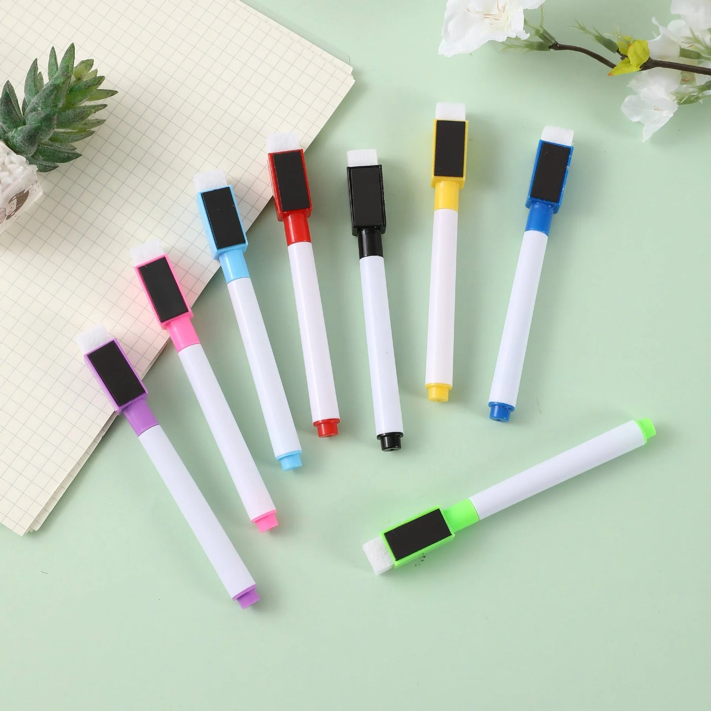 8 Colours Magnetic Whiteboard Marker Multi-colour Water-based Pen Can