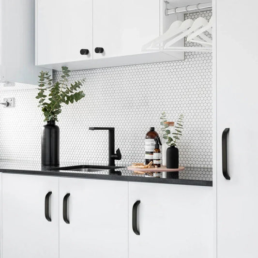 Black Aluminum Cabinet Handle – 128mm Drawer Pull Hardware Cabinet Drawer Handle Oasis Select