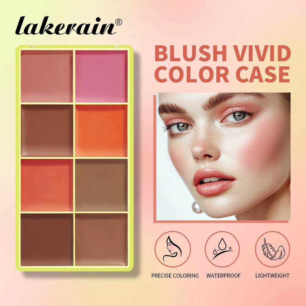 8-Color Cream Blush & Highlighter Palette – Matte Natural Look