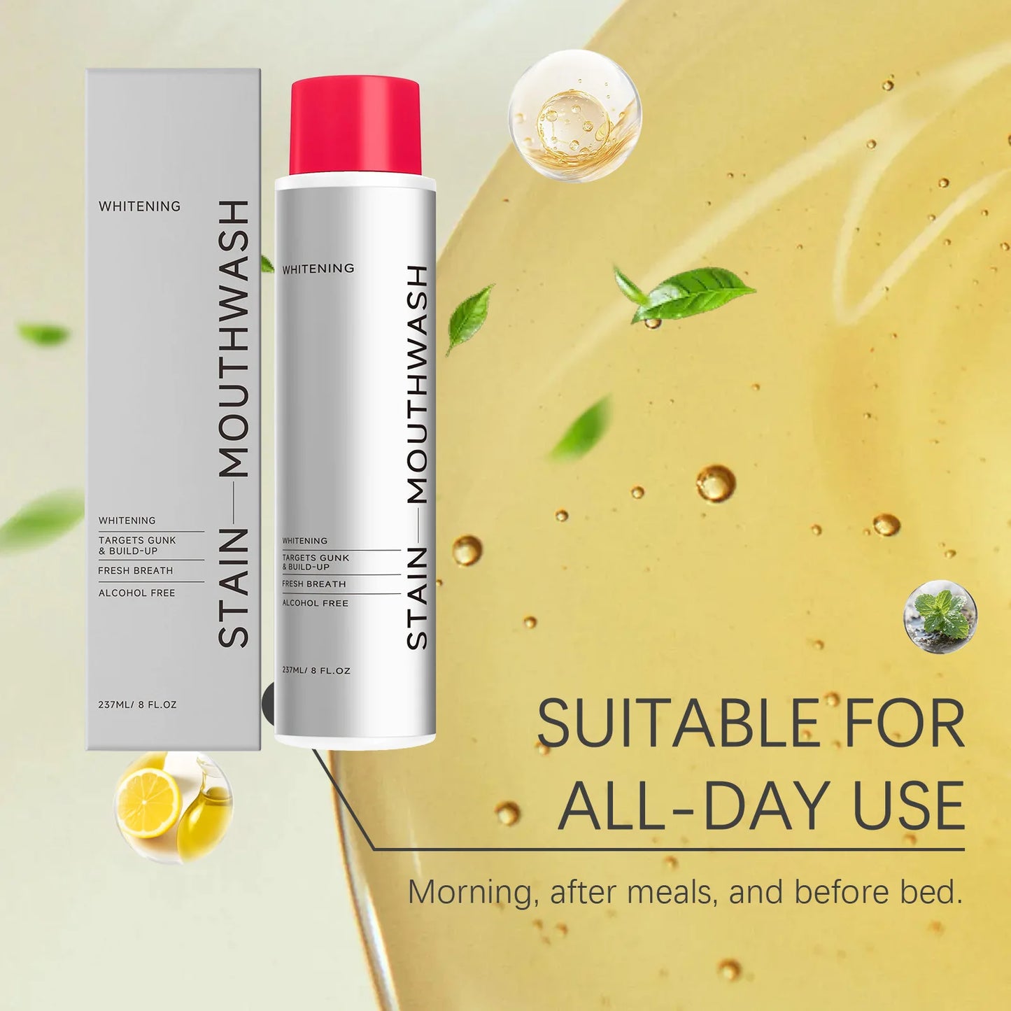Instantly Fresh Mouthwash Fast Eliminate Oral Odor Clean Mouth Dirt Protect Oral Health Gentle Non-Irritating Menthol Mouthwash Peaceful Pleasures Health and Wellness