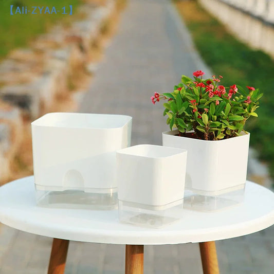 Self-Watering Double-Deck Plant Pot | Auto Wick Flowerpot Self-Watering Planter Peaceful Pleasures Health and Wellness