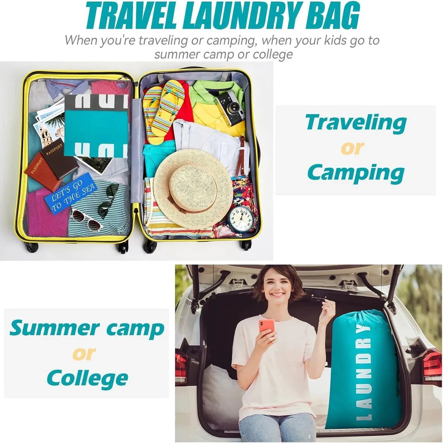2 Pack XL Laundry Bag, Machine Washable Dirty Clothes Organizer, Large Enough to Hold 4 Loads of Laundry, 24" x 36" Peaceful Pleasures Health and Wellness