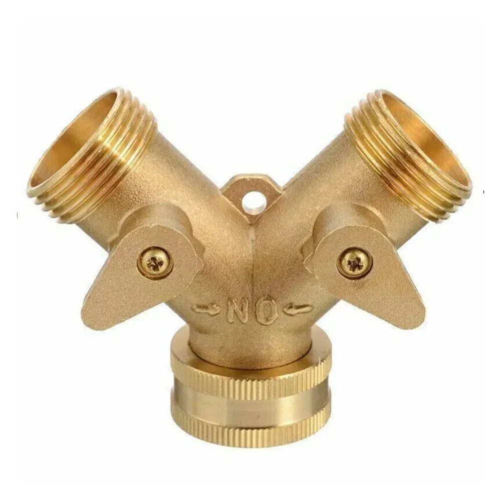 Brass Y-Shaped 2-Way Garden Hose Splitter & Adapter 3/4"