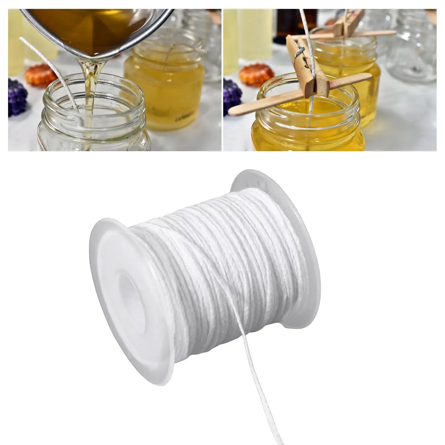 Pre-Waxed Cotton Candle Wick Spool 61m | DIY Soy Wax Candle Making