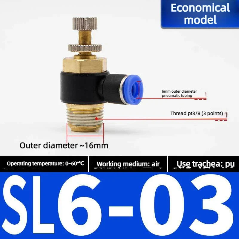 Quick Connect Pneumatic Air Speed Throttle Valve SL 4–12mm