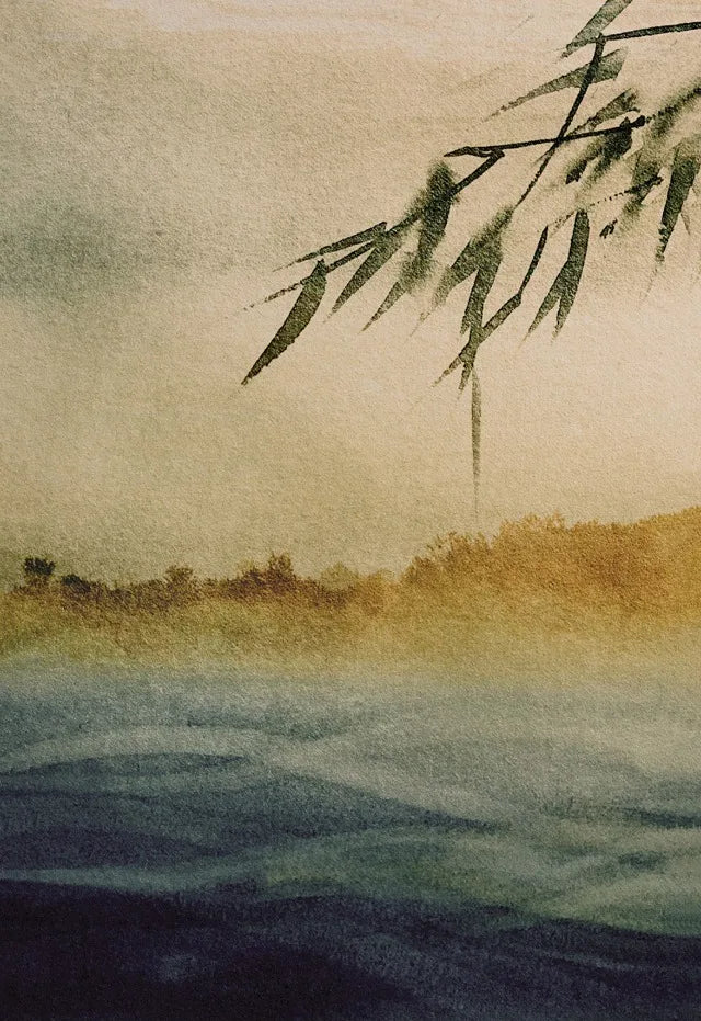Japanese Vintage Watercolour Landscape Canvas Wall Art Print