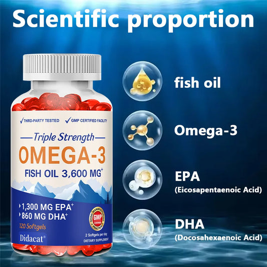 Omega 3 Fish Oil Capsules | High EPA & DHA | Brain Heart Joint Omega-3 Supplement Peaceful Pleasures Health and Wellness