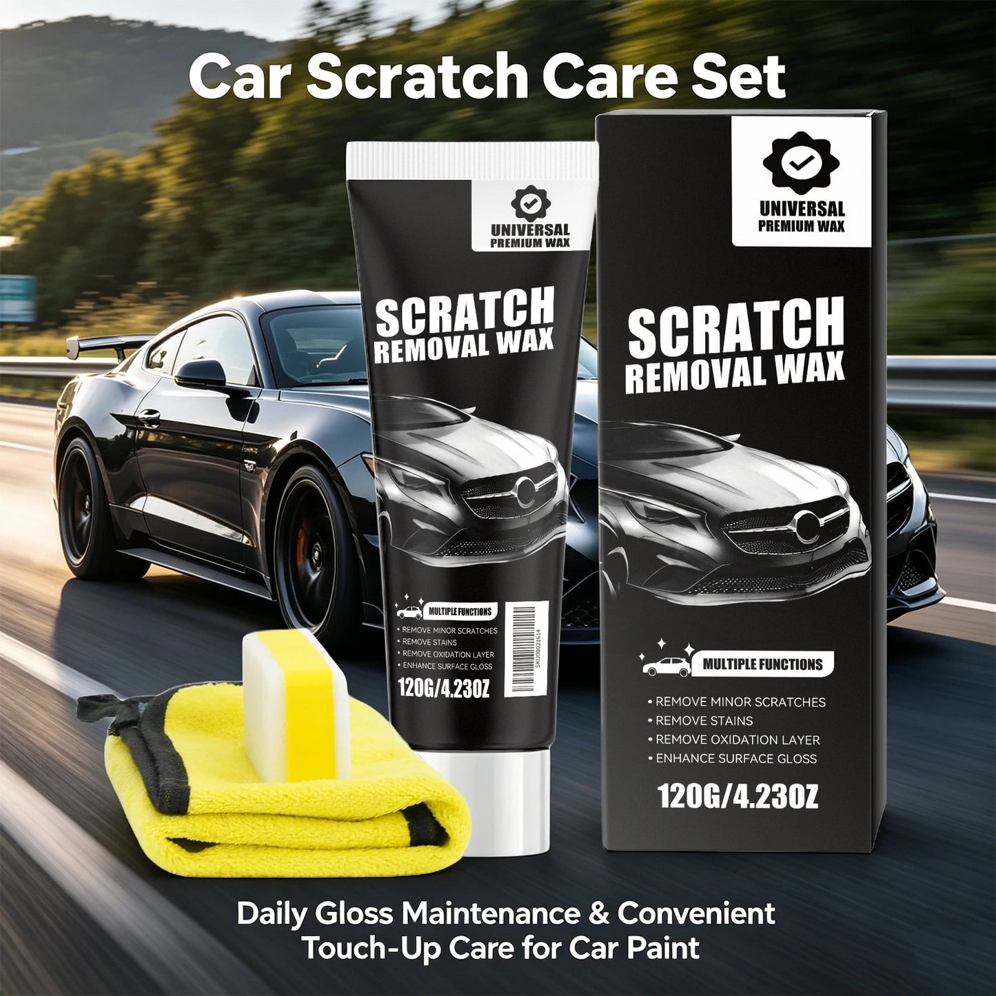 Car Scratch Repair Kit with Sponge & Towel Repair Coating Gloss Enhancement Car Surface Cleaning Repairing Products Peaceful Pleasures Health and Wellness