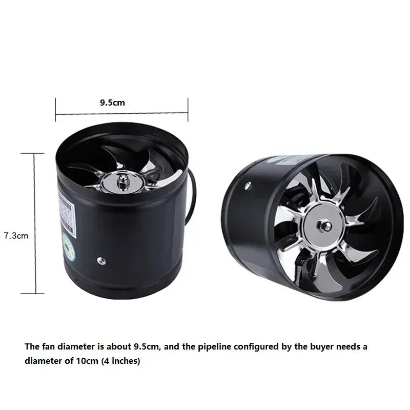 4 Inch Stainless Steel Exhaust Fan | Silent Duct Ventilator