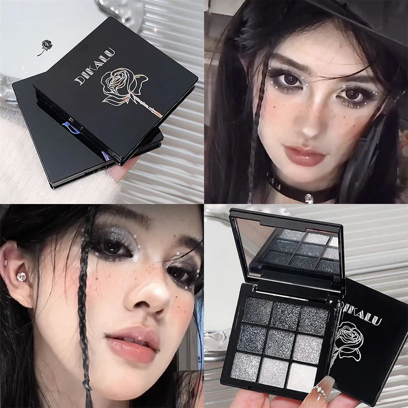 Punk Smoky 9-Color Eyeshadow Palette | Black Gray Glitter