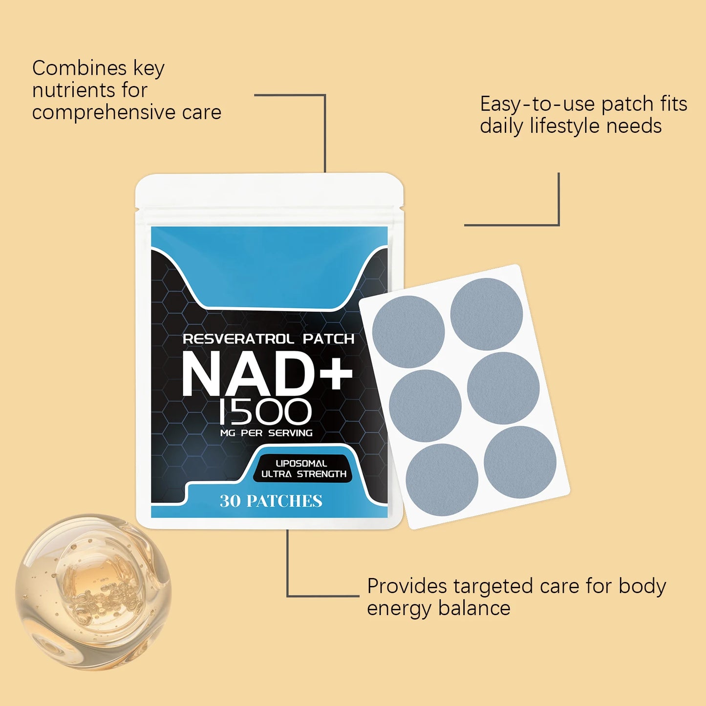 NAD+ Body Care Patch – Skin-Friendly Vitality Patch, 30 Pcs