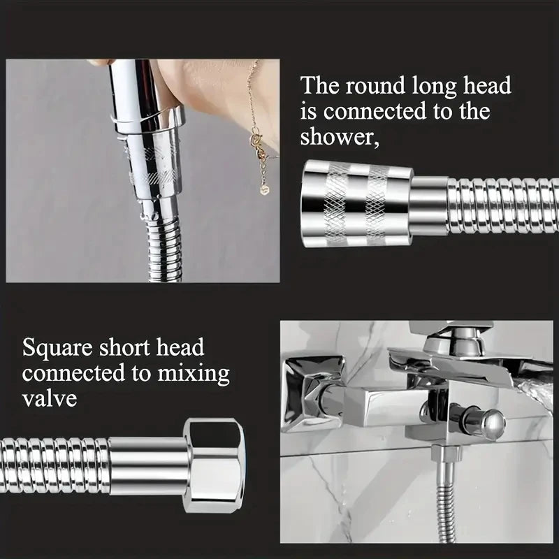 Stainless Steel Shower Hose Anti-Kink Leak-Proof G1/2 1.5m Shower Hose Peaceful Pleasures Health and Wellness