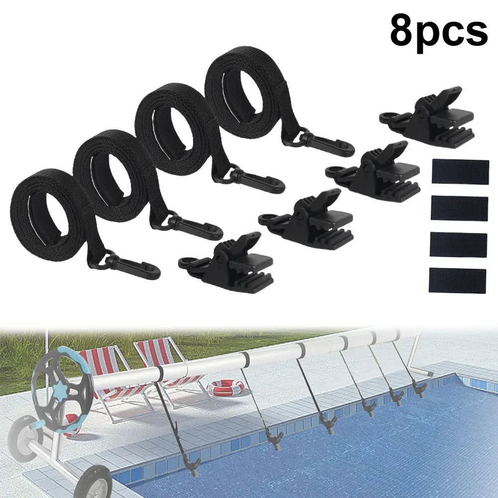 24Pcs Pool Solar Cover Straps, Clips & Fasteners Kit Peaceful Pleasures Health and Wellness