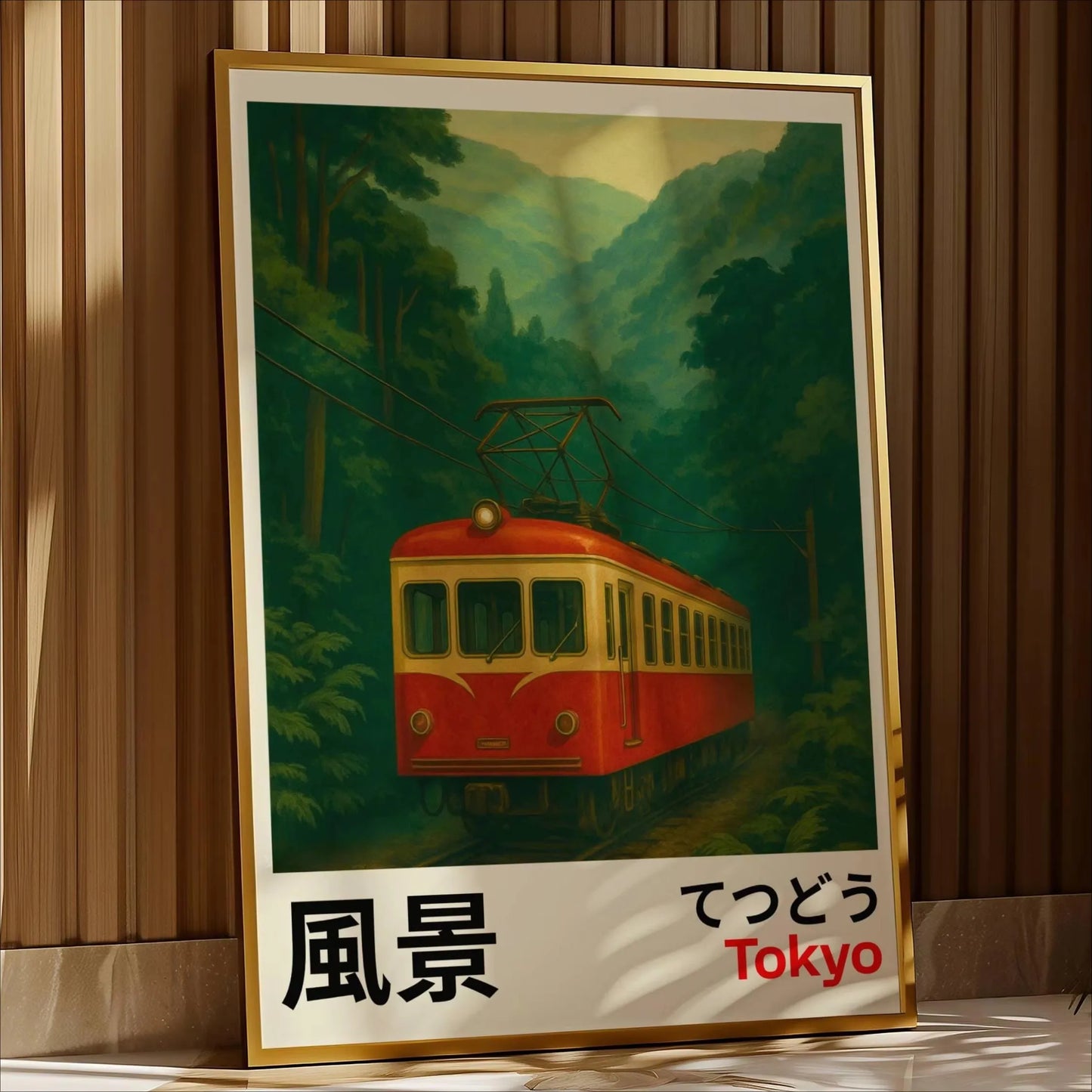 Retro Japanese Railway Canvas Print | Tokyo Rainy Night Wall Art