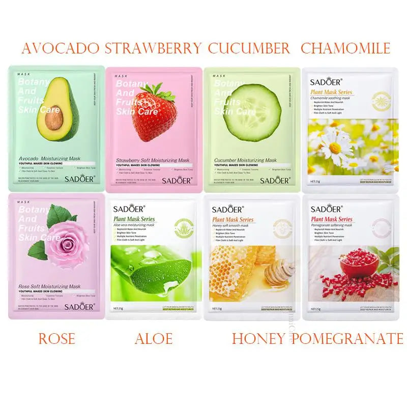 BIOAOUA 8-Pack Natural Plant Face Masks | Hydrating & Firming