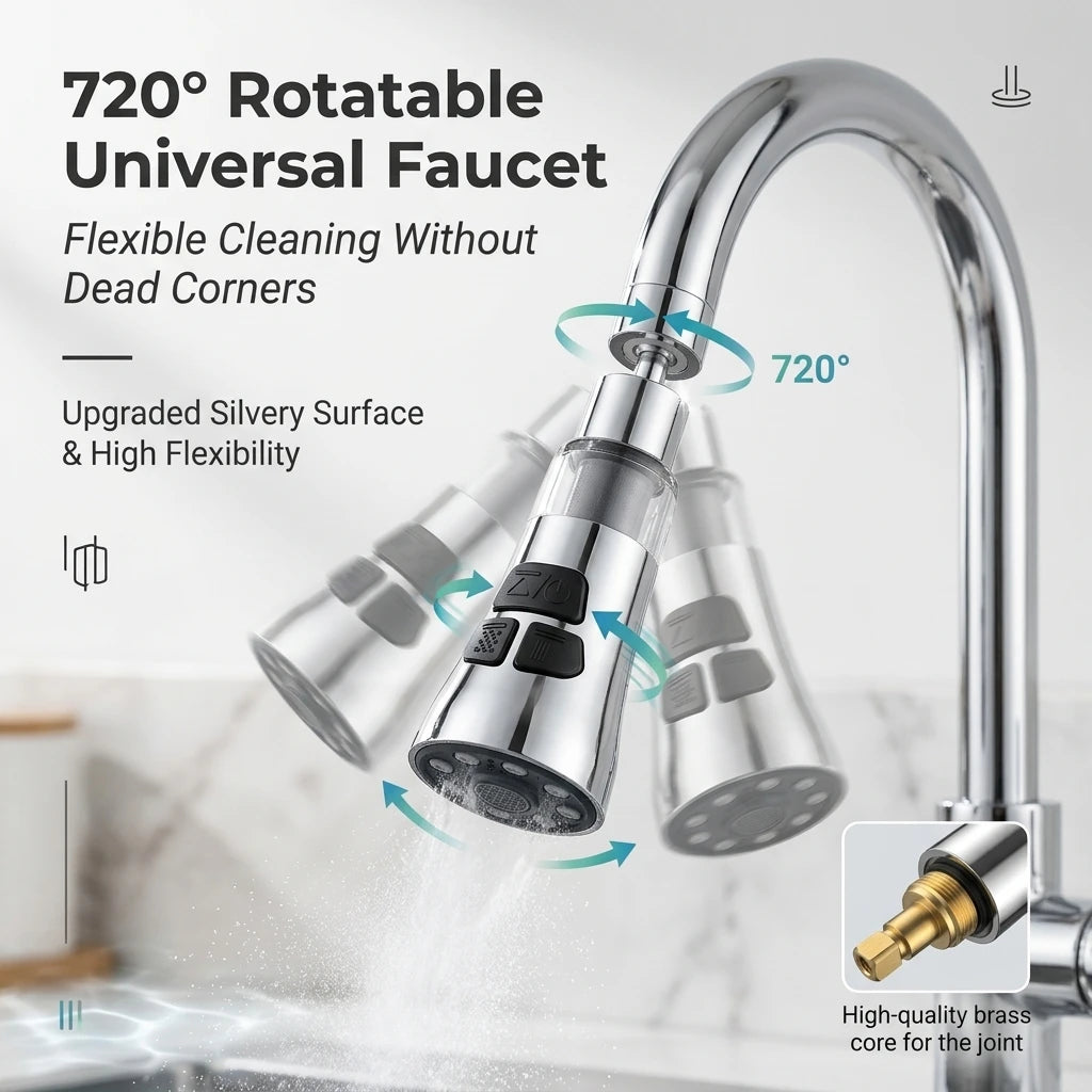Kitchen Faucet Extender With Filter Function Universal 720° Rotate Aerator Splash Filter Washbasin Faucet Bubbler Nozzle Aerator Peaceful Pleasures Health and Wellness