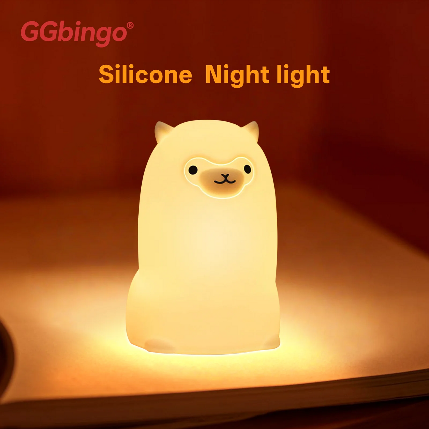 GGbingo LED Night light Touch Sensor RGB LED Alpaca USB Rechargeable Silicone Lamp for Children Baby Toy Festival Decor Peaceful Pleasures Health and Wellness