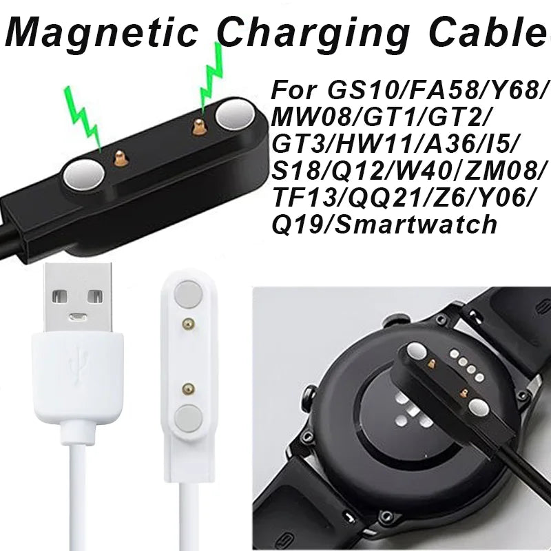 Magnetic Smart Watch Charger Cable – GT1 GT2 Y68 GS10 Universal Peaceful Pleasures Health and Wellness