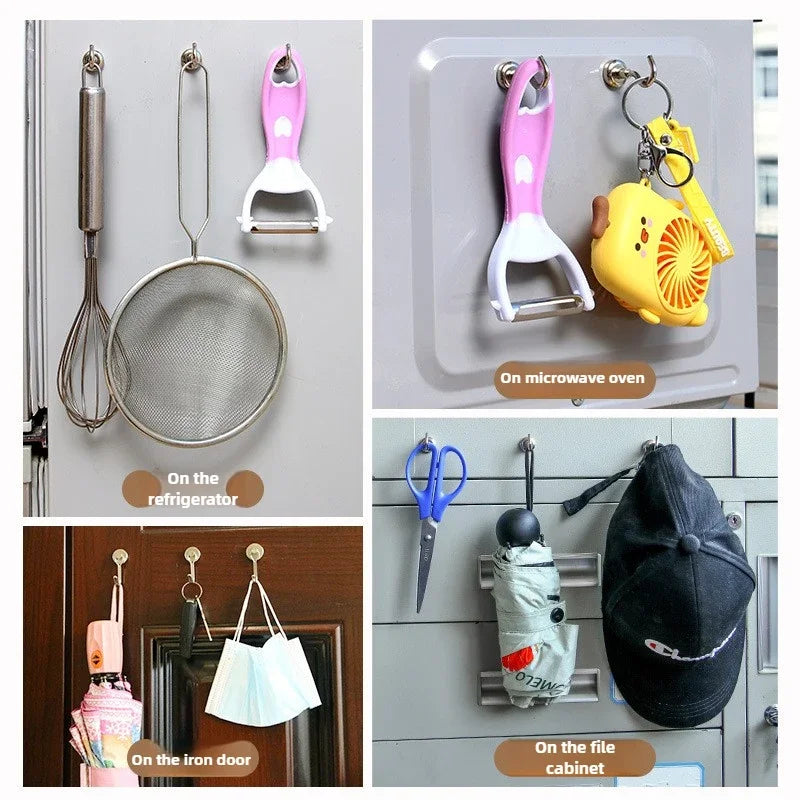 No Drill Wall Hook Heavy Duty 50kg Magnetic Hooks Black Rustproof Industrial Strength for Kitchen Room Suction Cup Storage Peaceful Pleasures Health and Wellness