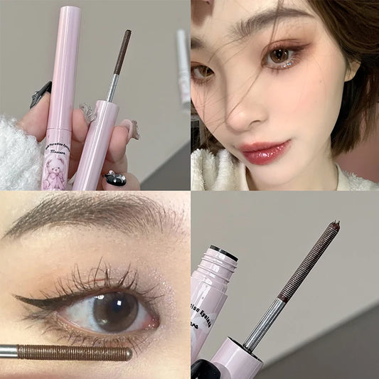 QIBEST Silk Fiber Matte Mascara Makeup Ultra-Fine Brush Lengthens Eyelash Waterproof Fast Dry Brown Black Curling Mascara Rimel Peaceful Pleasures Health and Wellness
