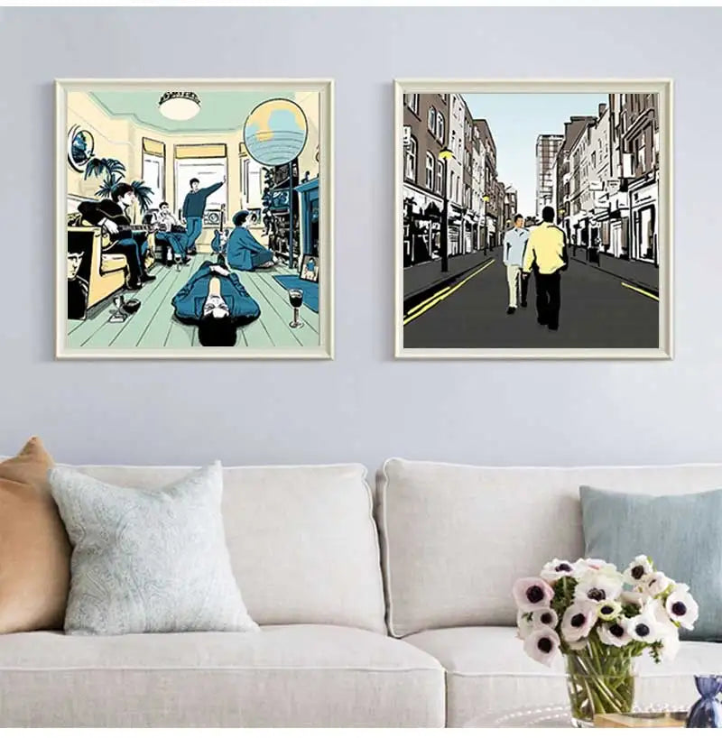 Oasis Album Canvas Poster | Britpop Manchester Music Wall Art Music Canvas Poster Peaceful Pleasures Health and Wellness