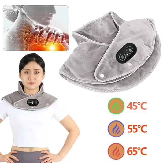 Electric Heating Shoulder Neck Pad Cervical Wrap with Three Gear Thermal Compress Massager Vibration Warm Back Relaxation Tool Peaceful Pleasures Health and Wellness