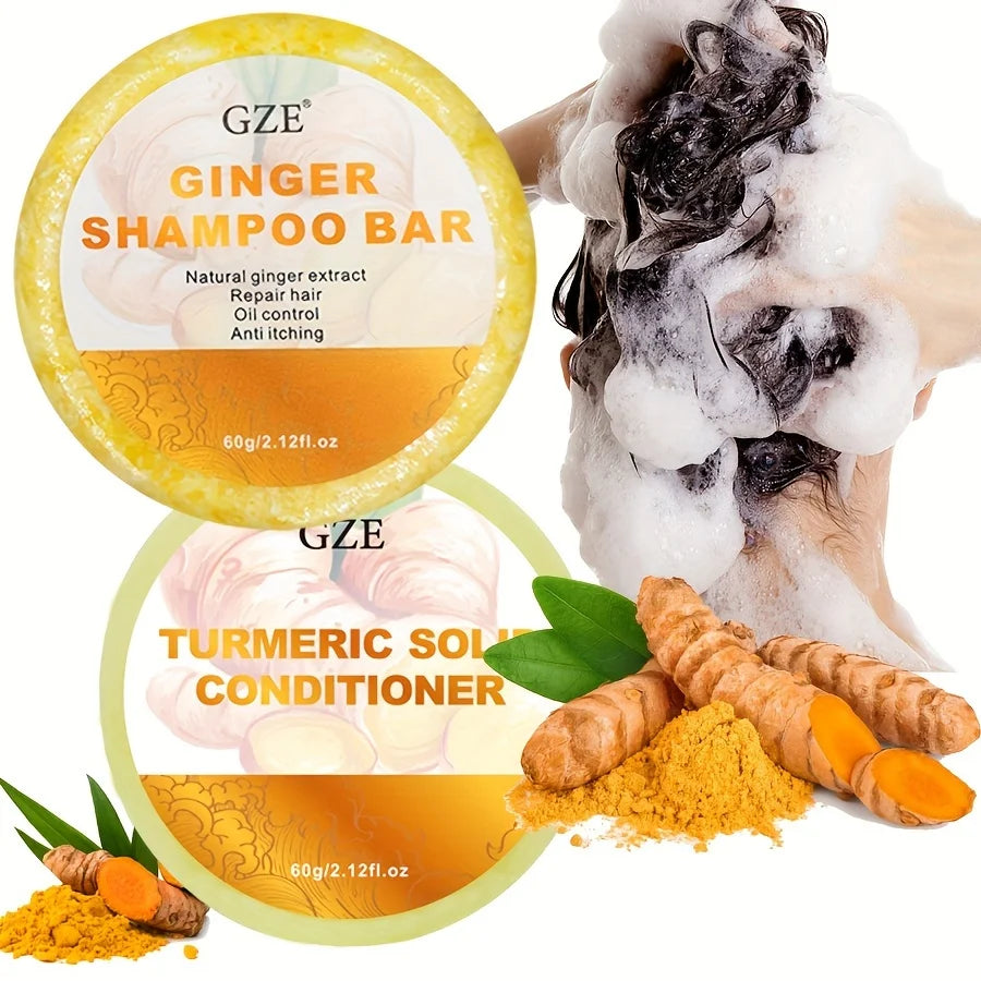 GZE Ginger Shampoo Bar & Turmeric Conditioner Set – 60g