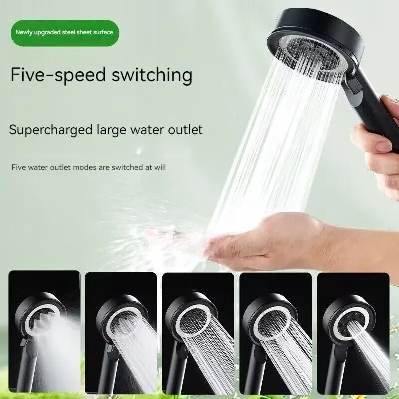 5-Mode High Pressure Rainfall Shower Head with Filter