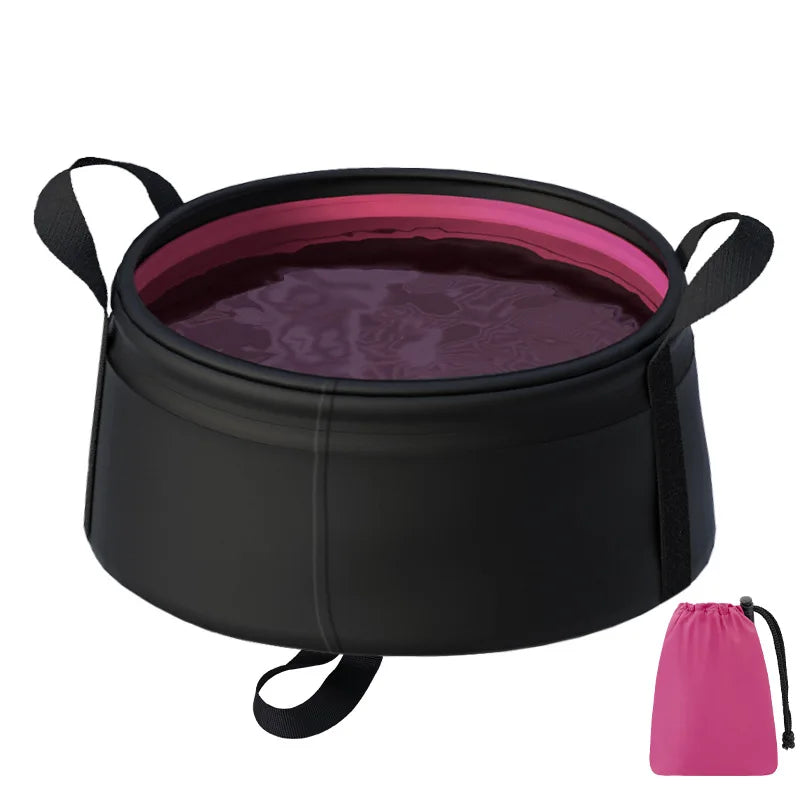 Portable Folding Basin 8.5L – Collapsible Travel Wash Bowl Folding Wash Basin Peaceful Pleasures Health and Wellness Pink