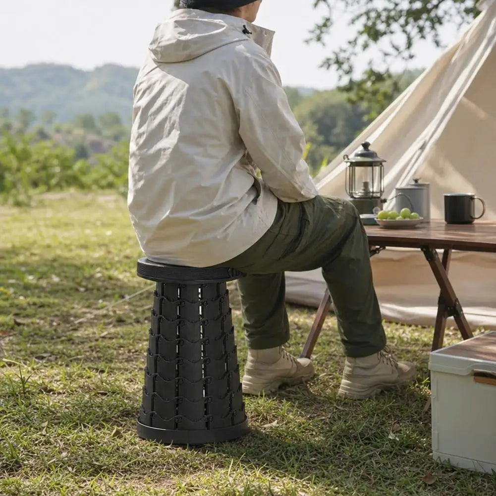 Foldable Telescopic Stool Lightweight Camp Chair Portable Camping Seat Adjustable Height Stool for Outdoor Fishing Hiking Picnic Peaceful Pleasures Health and Wellness