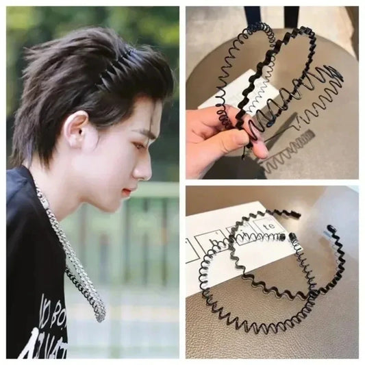 Fashion Metal Hair Band Men Women Unisex Black Waved Head Hoop Sports Peaceful Pleasures Health and Wellness