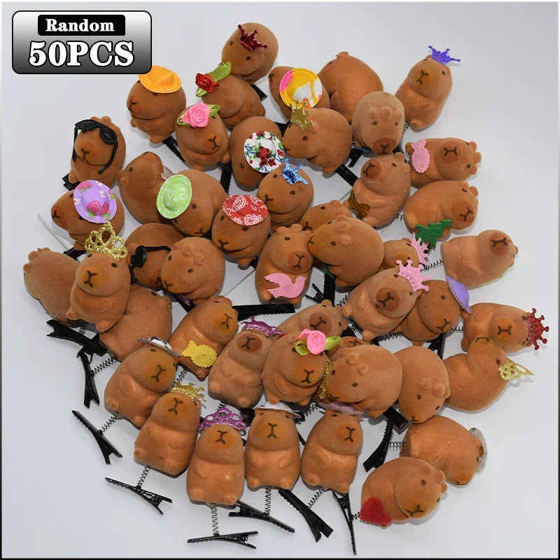 Kawaii 3D Capybara Bow Hair Clips – Duckbill Bangs Clips