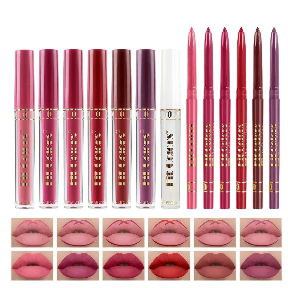 Fit Colors 13-Piece Matte Lip Gloss & Liner Set – Waterproof