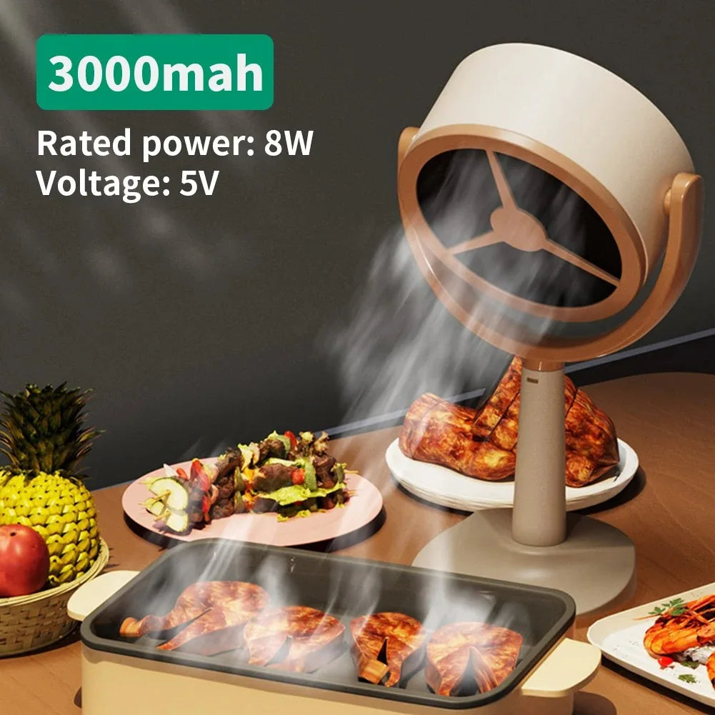 Portable Desktop Range Hood Adjustable Angle Exhaust Fan 3000mAh 5V For Indoor Hot Pot BBQ With 10 Pcs Filter Sponge Peaceful Pleasures Health and Wellness