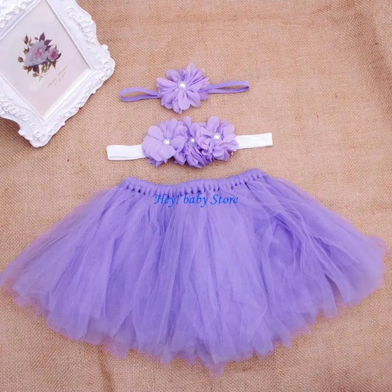 Baby Girl Tutu Pettiskirt & Lace Headband Outfit Set